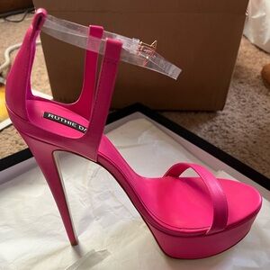 Ruthie Davis Trophy 20 Neon Pink Platform Heels